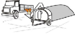 Спец-борт для разгрузки грузовиков при закладке зерна в трехслойные гибкие полиэтиленовые рукава (мешки, контейнеры, шланги)
